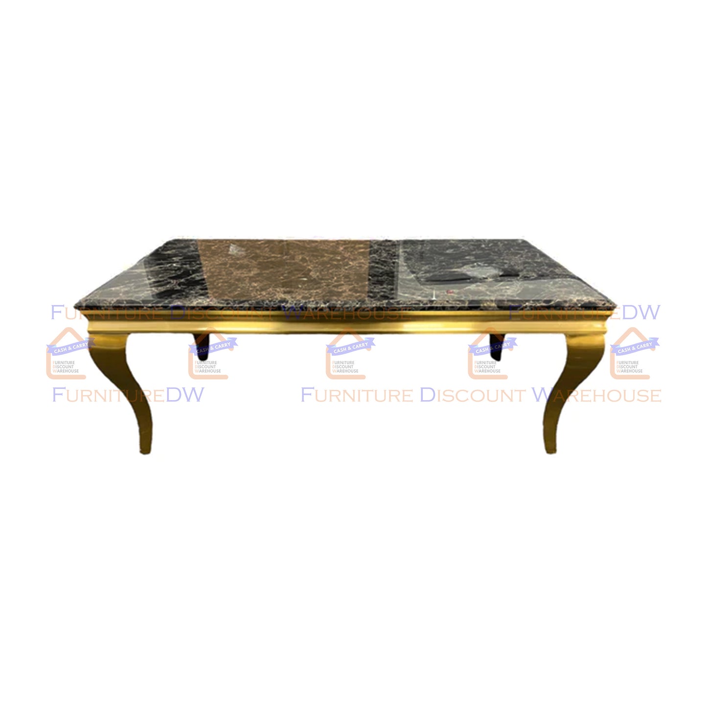 Louis Gold Dining Table Marble Top 1.3m / 1.4m / 1.5m / 1.6m / 1.8m / 2m - White | Light Grey | Black | Black&Gold | Pandora Cream