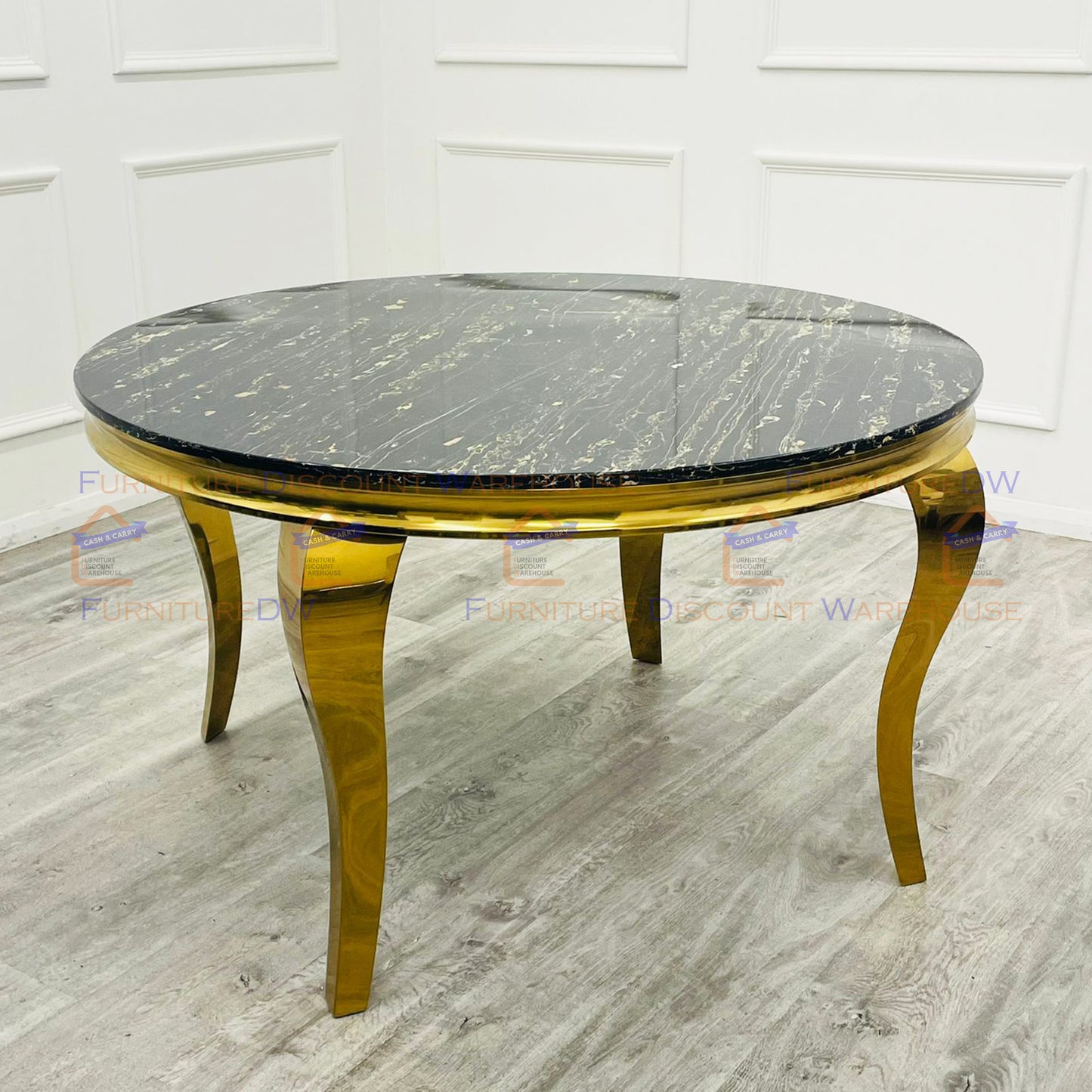 Louis Gold Dining Table Marble Top 1.3m / 1.4m / 1.5m / 1.6m / 1.8m / 2m - White | Light Grey | Black | Black&Gold | Pandora Cream