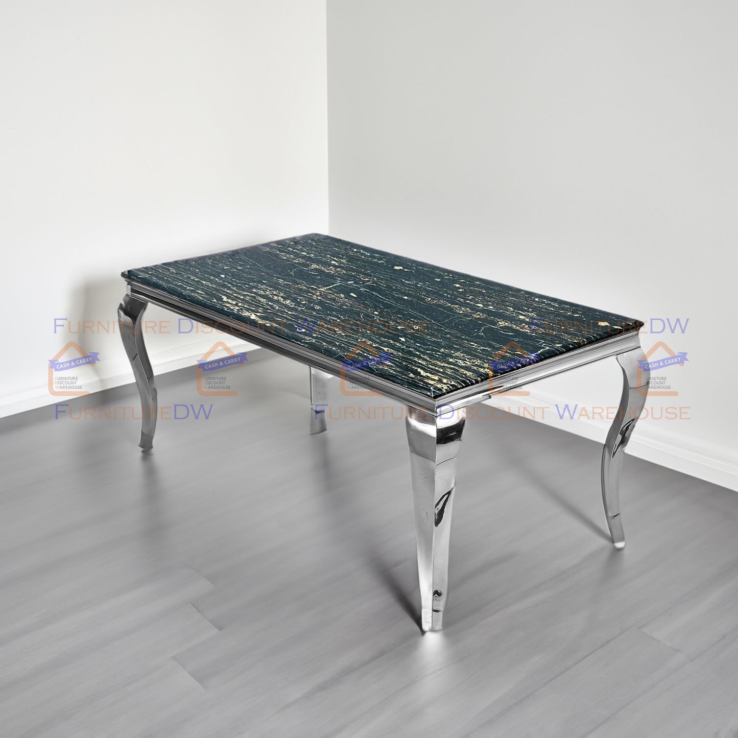 Louis Chrome Dining Table 1m / 1.3m / 1.5m / 1.8m / 2m - Marble | Sintered Stone | Tempered Glass Top