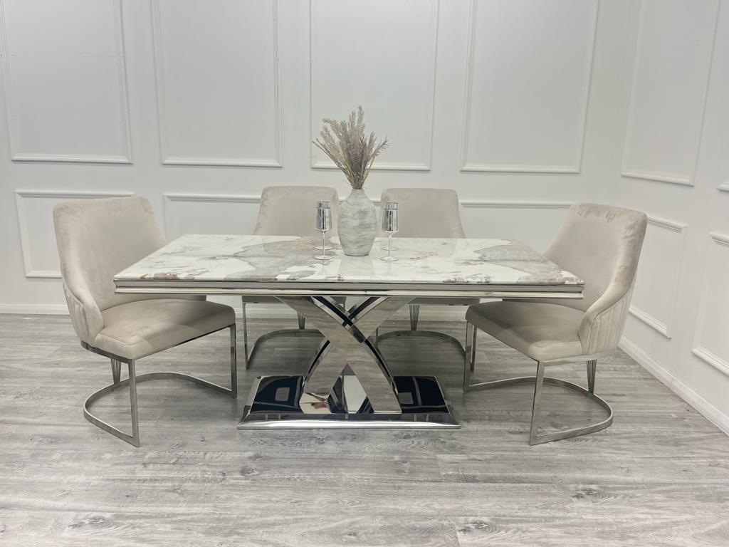 Milan Dining Table 1.8m Marble - White | Black | Light Grey | Cream | Black & Gold