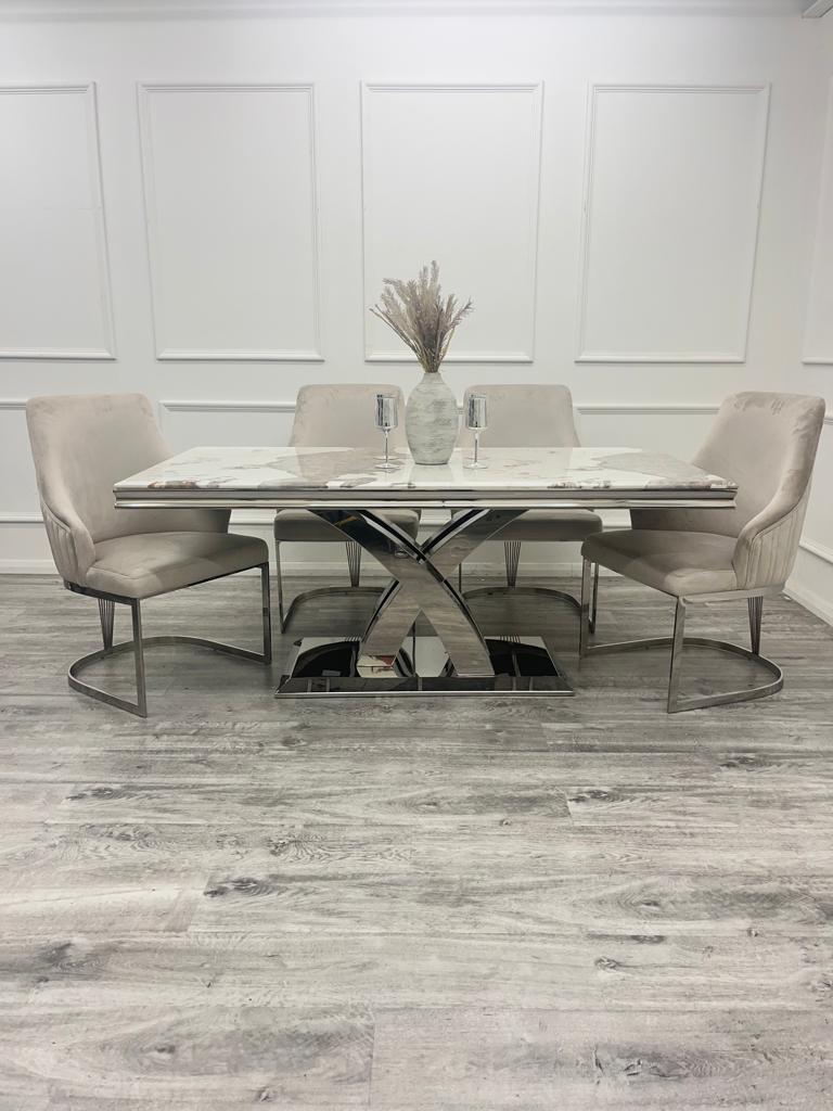 Milan Dining Table 1.8m Marble - White | Black | Light Grey | Cream | Black & Gold