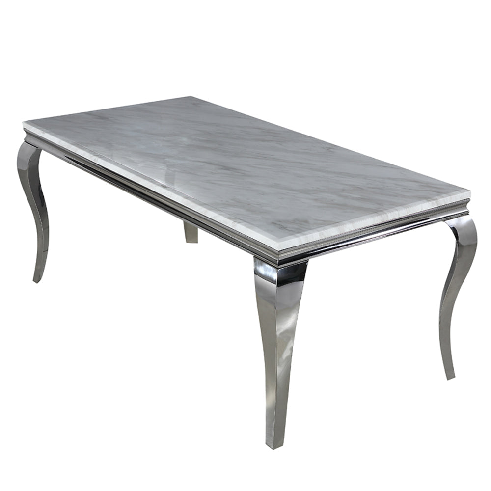 Louis Dining Table with Light Grey Marble Top